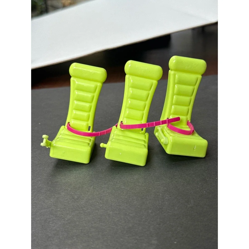 Vintage 1992 Mattel Polly Pocket Starlight Express Airplane Seats Lime Green 3pc